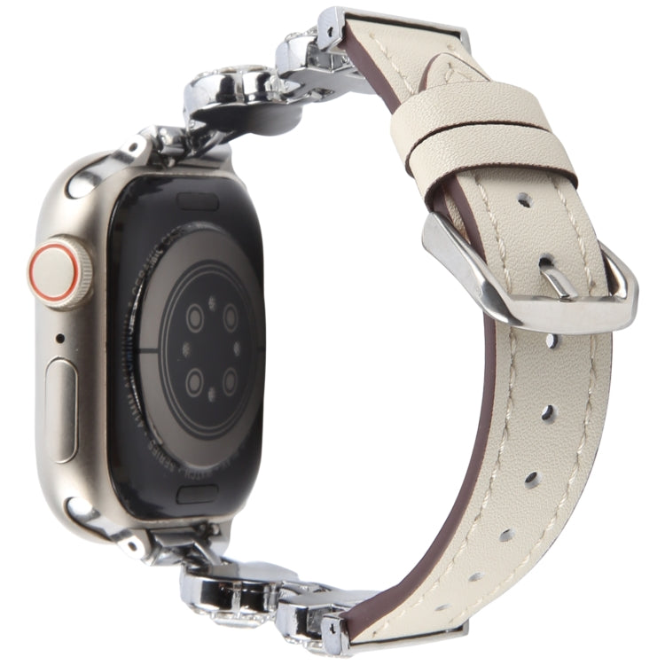 For Apple Watch 42mm / 41mm / 40mm / 38mm Microfiber Leather Diamond Slim Watch Band(White) by bashfashion