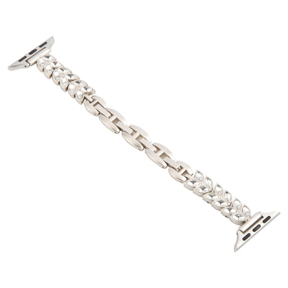 For Apple Watch 46mm / 49mm / 45mm / 44mm Quick Release Leaf Diamond Alloy Slim Watch Band(Starlight) by bashfashion