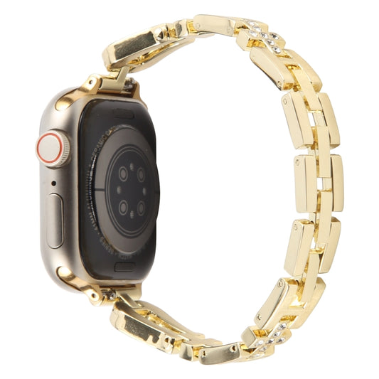 For Apple Watch 46mm / 49mm / 45mm / 44mm Quick Release U-Shaped Diamond Alloy Slim Watch Band(Gold) by bashfashion