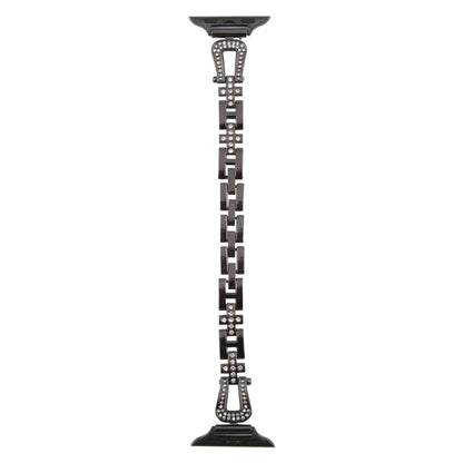 For Apple Watch 46mm / 49mm / 45mm / 44mm Quick Release U-Shaped Diamond Alloy Slim Watch Band(Black) by bashfashion