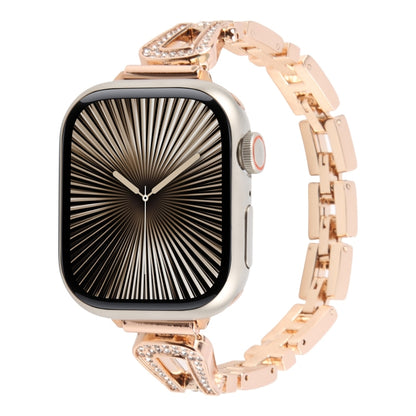 For Apple Watch 42mm / 41mm / 40mm / 38mm Quick Release U-Shaped Diamond Alloy Slim Watch Band(Rose Gold) by bashfashion
