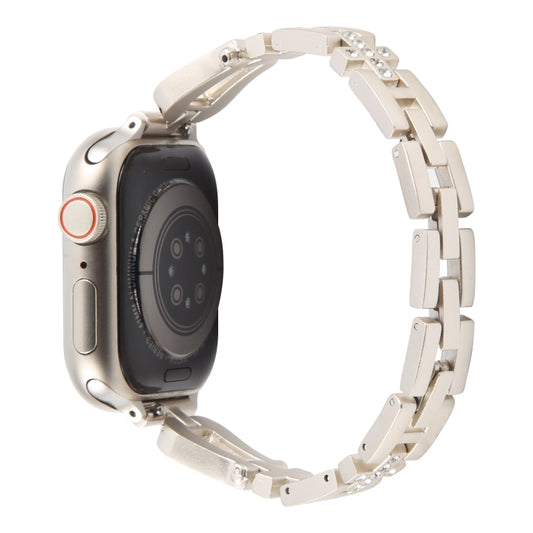 For Apple Watch 42mm / 41mm / 40mm / 38mm Quick Release U-Shaped Diamond Alloy Slim Watch Band(Starlight) by bashfashion