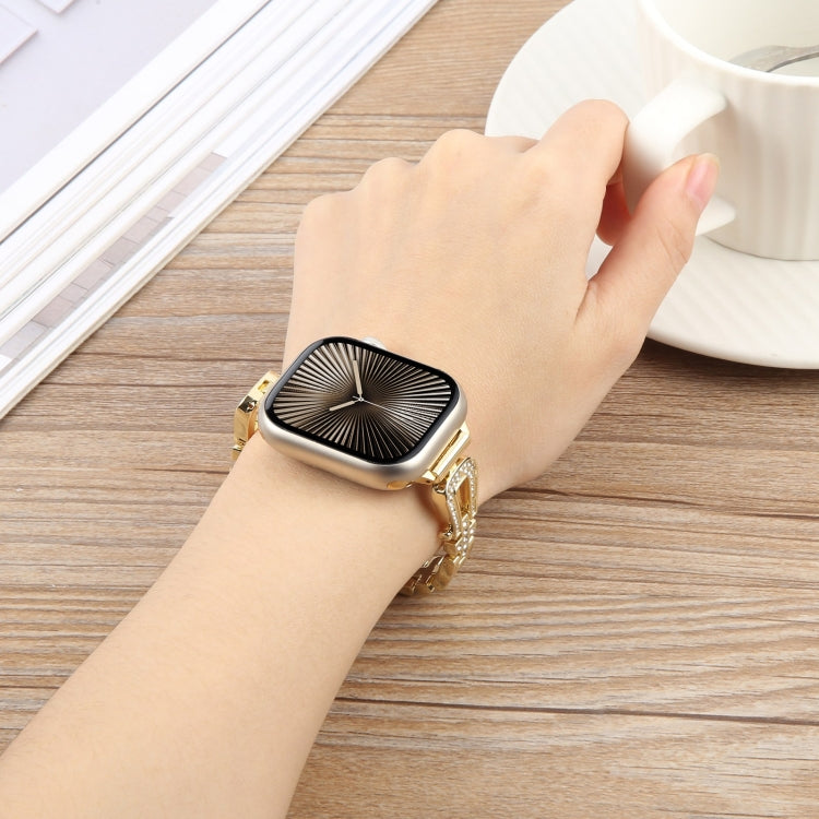 For Apple Watch 42mm / 41mm / 40mm / 38mm Quick Release U-Shaped Diamond Alloy Slim Watch Band(Silver) by bashfashion