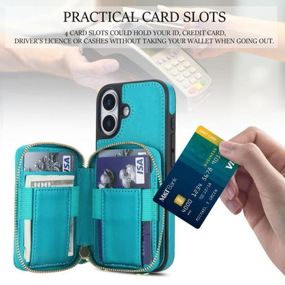 For iPhone 17 AwQuer Crossbody Zipper Wallet Rhombic Leather Back Phone Case(Green) by Awquer