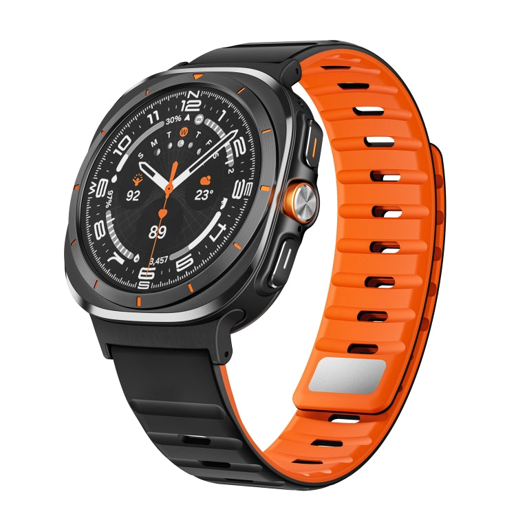 For Samsung Galaxy Watch Ultra 47mm / Ultra 2025 Magnetic Silicone Watch Band(Black Orange+Black) by bashfashion
