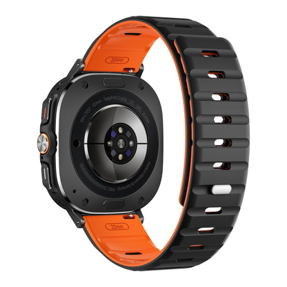 For Samsung Galaxy Watch Ultra 47mm / Ultra 2025 Magnetic Silicone Watch Band(Black Orange+Black) by bashfashion