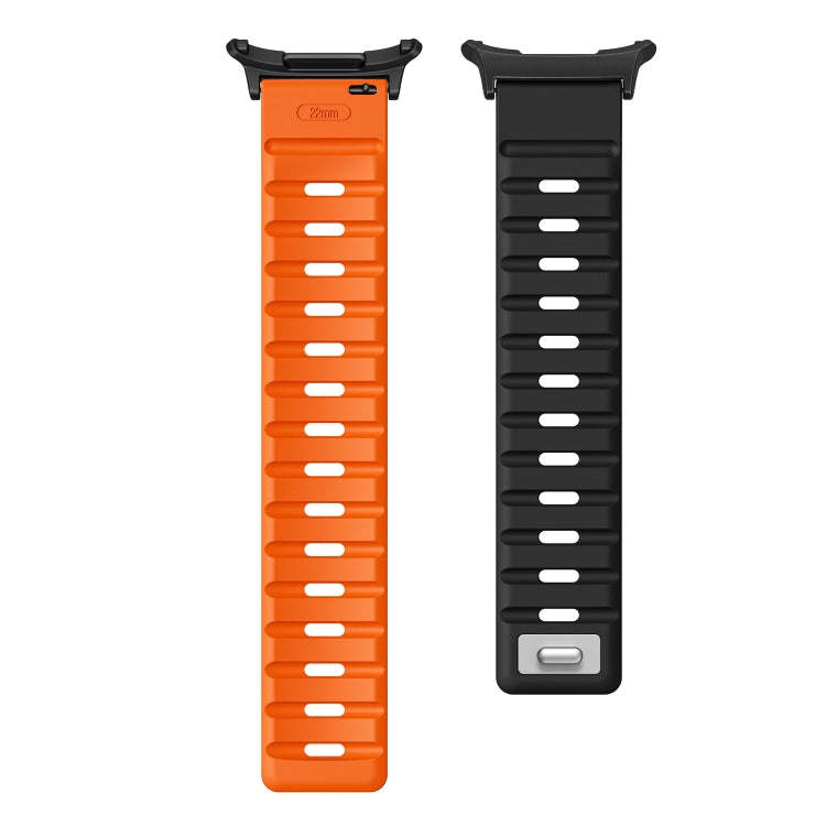 For Samsung Galaxy Watch Ultra 47mm / Ultra 2025 Magnetic Silicone Watch Band(Black Orange+Black) by bashfashion