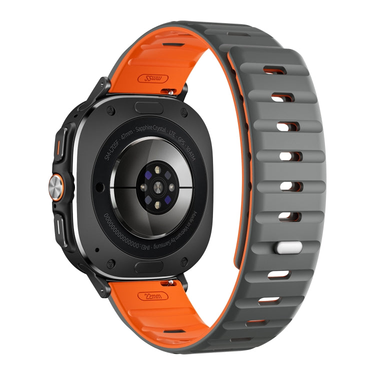 For Samsung Galaxy Watch Ultra 47mm / Ultra 2025 Magnetic Silicone Watch Band(Grey Orange+Black) by bashfashion