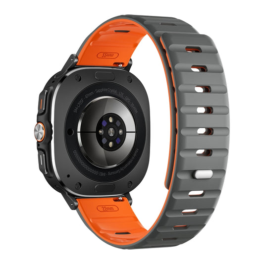 For Samsung Galaxy Watch Ultra 47mm / Ultra 2025 Magnetic Silicone Watch Band(Grey Orange+Black) by bashfashion