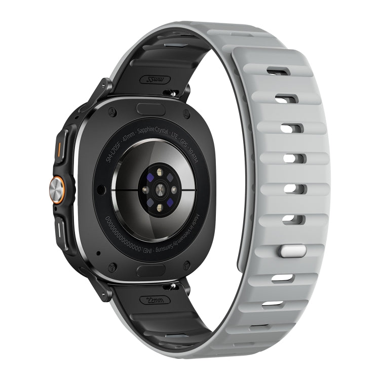 For Samsung Galaxy Watch Ultra 47mm / Ultra 2025 Magnetic Silicone Watch Band(Light Grey Black+Black) by bashfashion