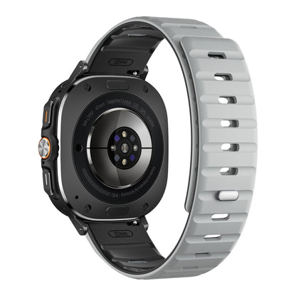 For Samsung Galaxy Watch Ultra 47mm / Ultra 2025 Magnetic Silicone Watch Band(Light Grey Black+Black) by bashfashion