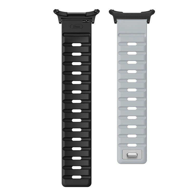 For Samsung Galaxy Watch Ultra 47mm / Ultra 2025 Magnetic Silicone Watch Band(Light Grey Black+Black) by bashfashion