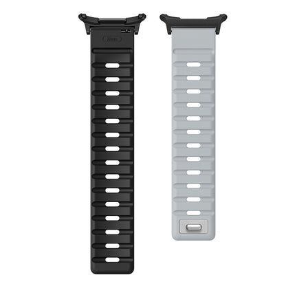 For Samsung Galaxy Watch Ultra 47mm / Ultra 2025 Magnetic Silicone Watch Band(Light Grey Black+Black) by bashfashion