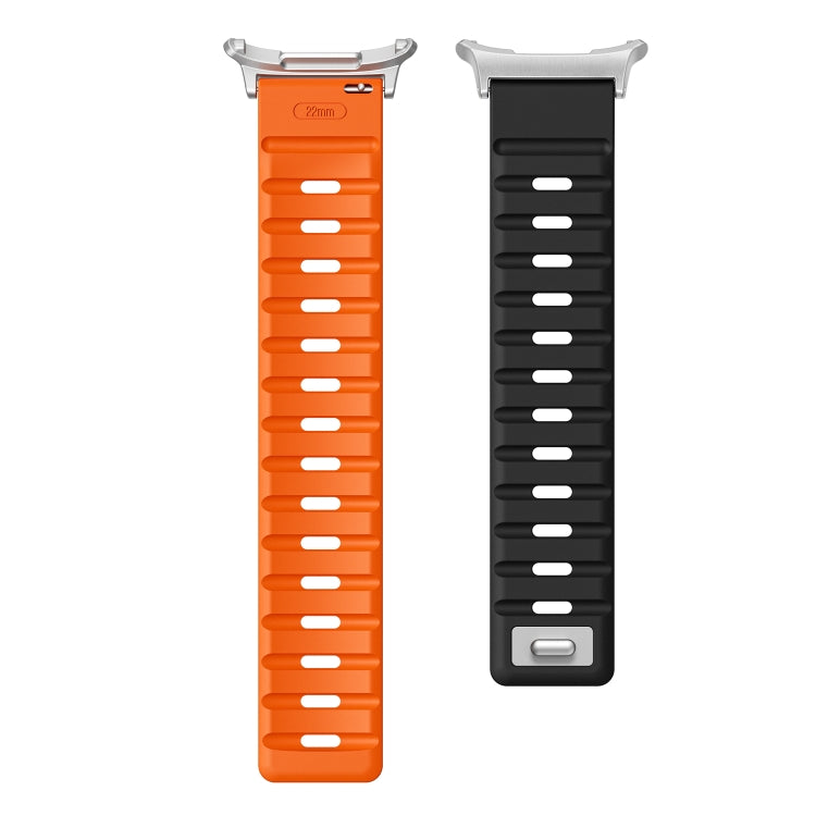 For Samsung Galaxy Watch Ultra 47mm / Ultra 2025 Magnetic Silicone Watch Band(Black Orange+Silver) by bashfashion