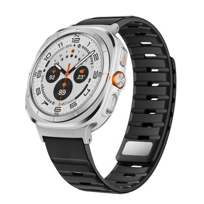 For Samsung Galaxy Watch Ultra 47mm / Ultra 2025 Magnetic Silicone Watch Band(Black+Silver) by bashfashion