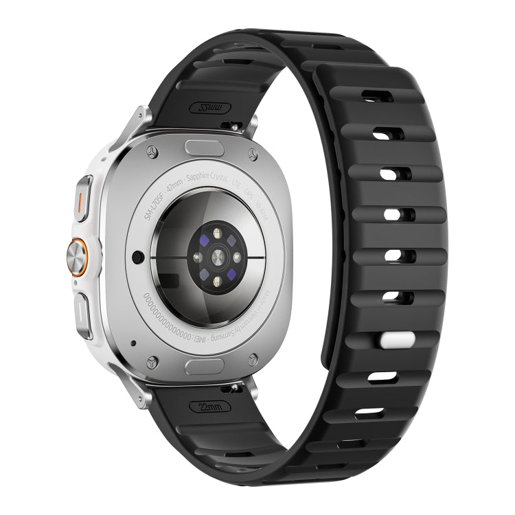 For Samsung Galaxy Watch Ultra 47mm / Ultra 2025 Magnetic Silicone Watch Band(Black+Silver) by bashfashion