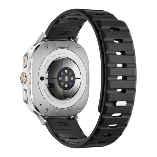 For Samsung Galaxy Watch Ultra 47mm / Ultra 2025 Magnetic Silicone Watch Band(Black+Silver) by bashfashion