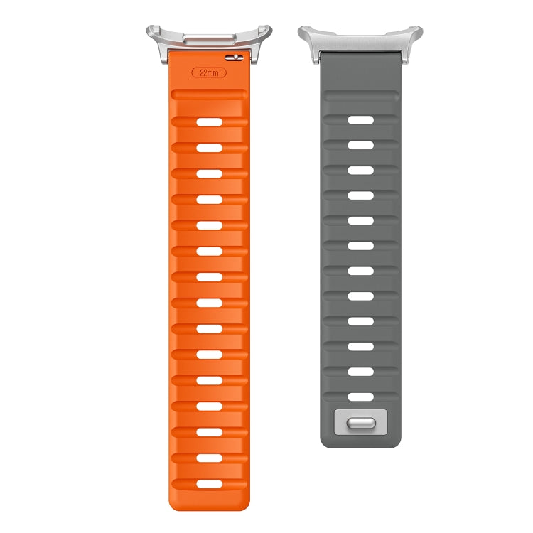 For Samsung Galaxy Watch Ultra 47mm / Ultra 2025 Magnetic Silicone Watch Band(Grey Orange+Silver) by bashfashion