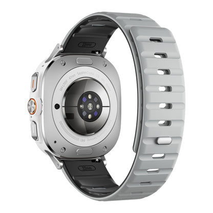 For Samsung Galaxy Watch Ultra 47mm / Ultra 2025 Magnetic Silicone Watch Band(Light Grey Black+Silver) by bashfashion