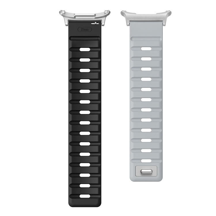 For Samsung Galaxy Watch Ultra 47mm / Ultra 2025 Magnetic Silicone Watch Band(Light Grey Black+Silver) by bashfashion