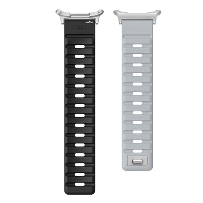 For Samsung Galaxy Watch Ultra 47mm / Ultra 2025 Magnetic Silicone Watch Band(Light Grey Black+Silver) by bashfashion
