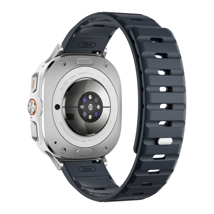 For Samsung Galaxy Watch Ultra 47mm / Ultra 2025 Magnetic Silicone Watch Band(Midnight Color+Silver) by bashfashion