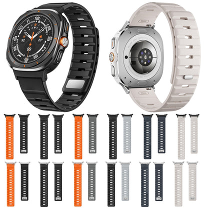 For Samsung Galaxy Watch Ultra 47mm / Ultra 2025 Magnetic Silicone Watch Band(Black Orange+Silver) by bashfashion