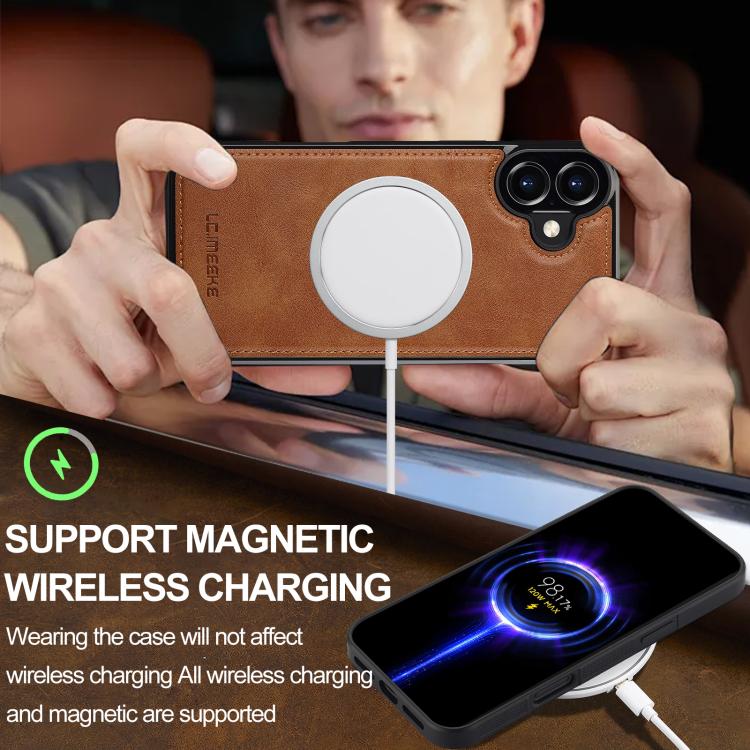 For iPhone 17 LC.IMEEKE Magsafe Phone Case(Brown) by LC.IMEEKE