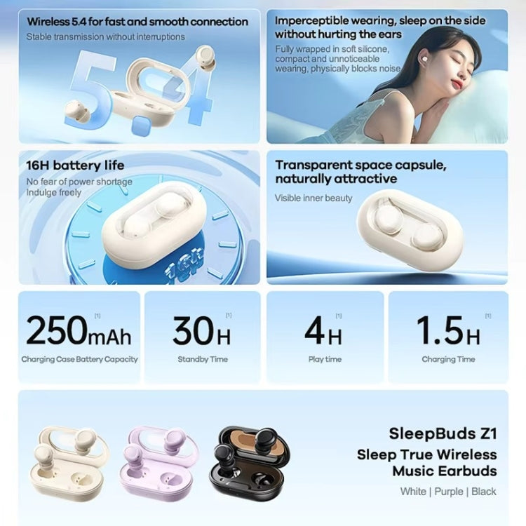 REMAX SleepBuds Z1 True Wireless Bluetooth 5.4 Music Earphones(White) by REMAX