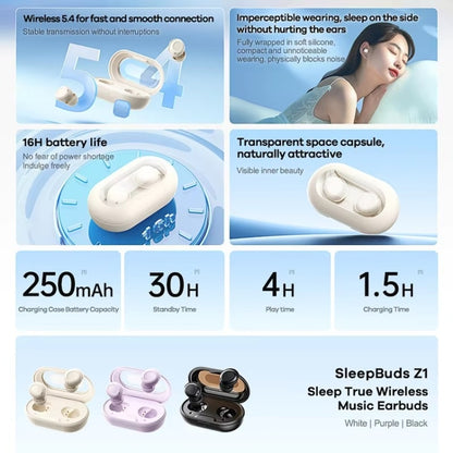 REMAX SleepBuds Z1 True Wireless Bluetooth 5.4 Music Earphones(White) by REMAX