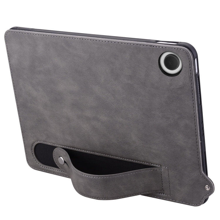 For Samsung Galaxy Tab A11+ / A9+ TPU Leather Back Tablet Case with Wristband(Grey) by bashfashion
