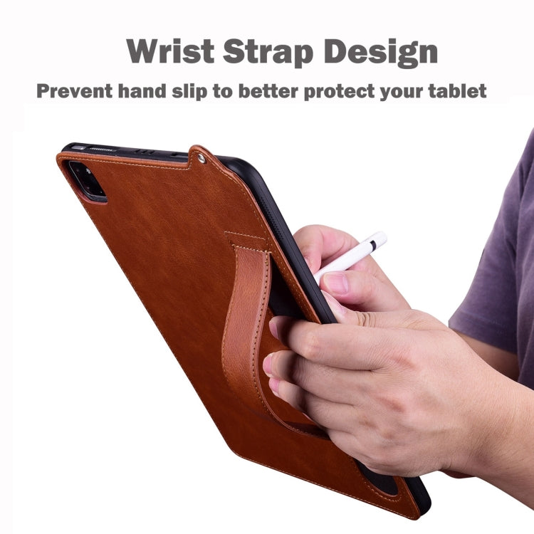 For Samsung Galaxy Tab A11+ / A9+ TPU Leather Back Tablet Case with Wristband(Brown) by bashfashion