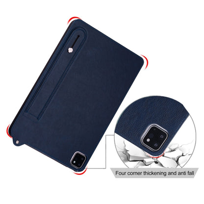 For Samsung Galaxy Tab A11+ / A9+ TPU Leather Back Tablet Case with Wristband(Dark Blue) by bashfashion