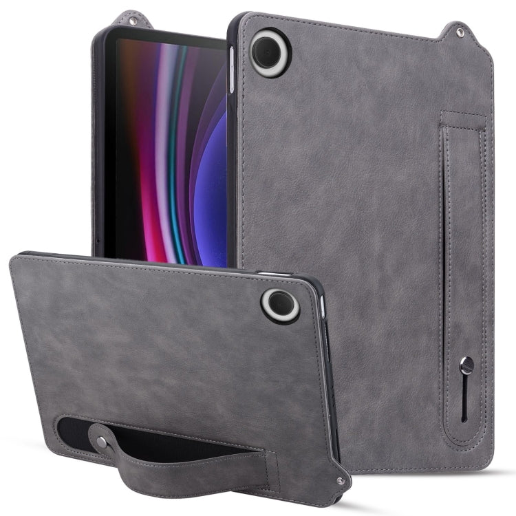 For Samsung Galaxy Tab A11 / A9 TPU Leather Back Tablet Case with Wristband(Grey) by bashfashion