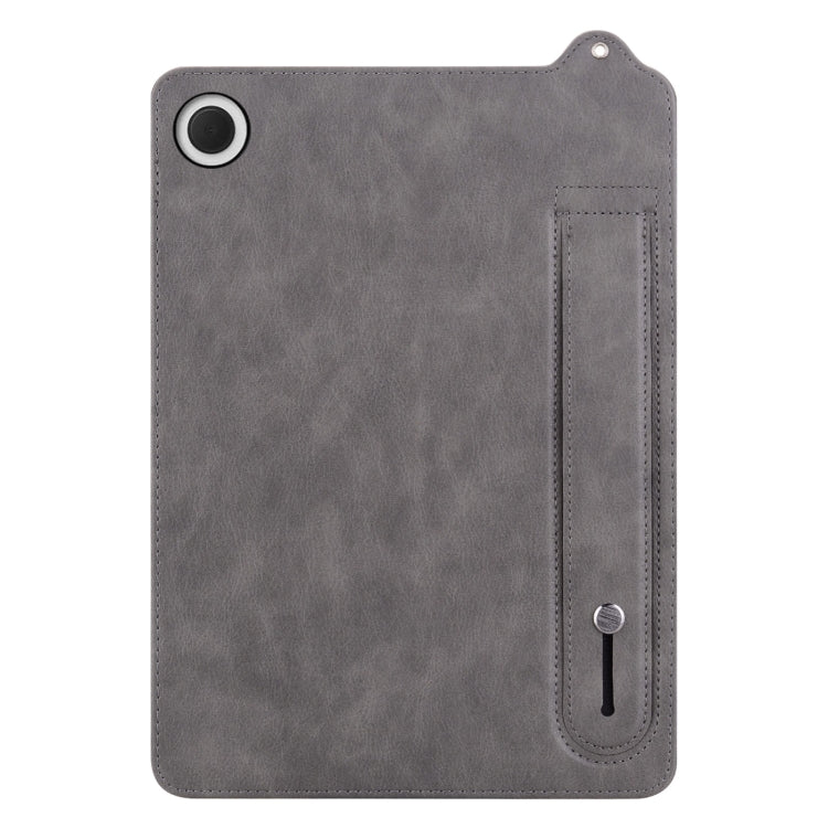 For Samsung Galaxy Tab A11 / A9 TPU Leather Back Tablet Case with Wristband(Grey) by bashfashion