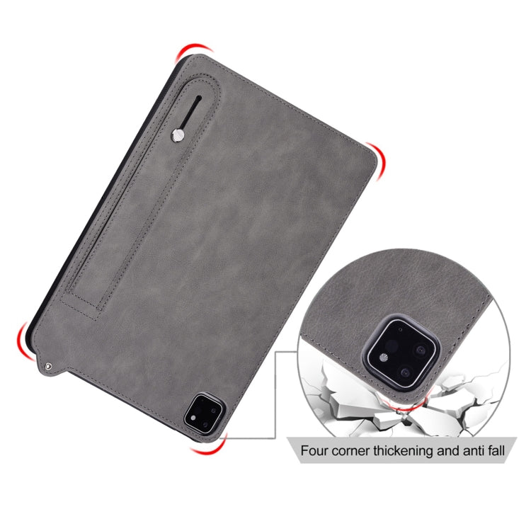 For Samsung Galaxy Tab A11 / A9 TPU Leather Back Tablet Case with Wristband(Grey) by bashfashion