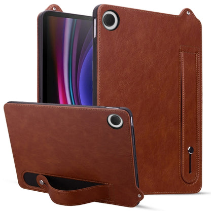 For Samsung Galaxy Tab A11 / A9 TPU Leather Back Tablet Case with Wristband(Brown) by bashfashion