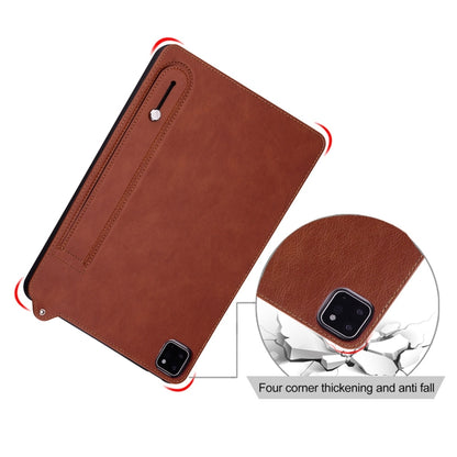 For Samsung Galaxy Tab A11 / A9 TPU Leather Back Tablet Case with Wristband(Brown) by bashfashion