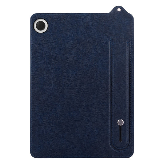 For Samsung Galaxy Tab A11 / A9 TPU Leather Back Tablet Case with Wristband(Dark Blue) by bashfashion