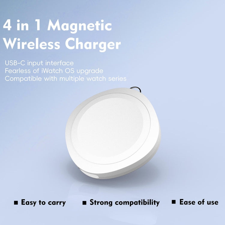 4 in 1 Portable Smart Watch Magnetic Wireless Charger(White) by bashfashion