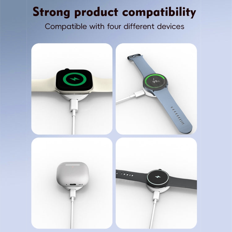 4 in 1 Portable Smart Watch Magnetic Wireless Charger(Black) by bashfashion