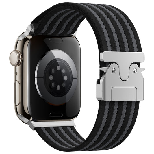 For Apple Watch 46mm / 49mm / 45mm / 44mm Parachute Buckle 4-Stripe Braided Nylon Watch Band(Black Grey) by bashfashion