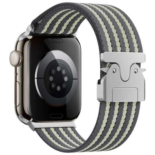 For Apple Watch 46mm / 49mm / 45mm / 44mm Parachute Buckle 4-Stripe Braided Nylon Watch Band(Grey Light Yellow) by bashfashion