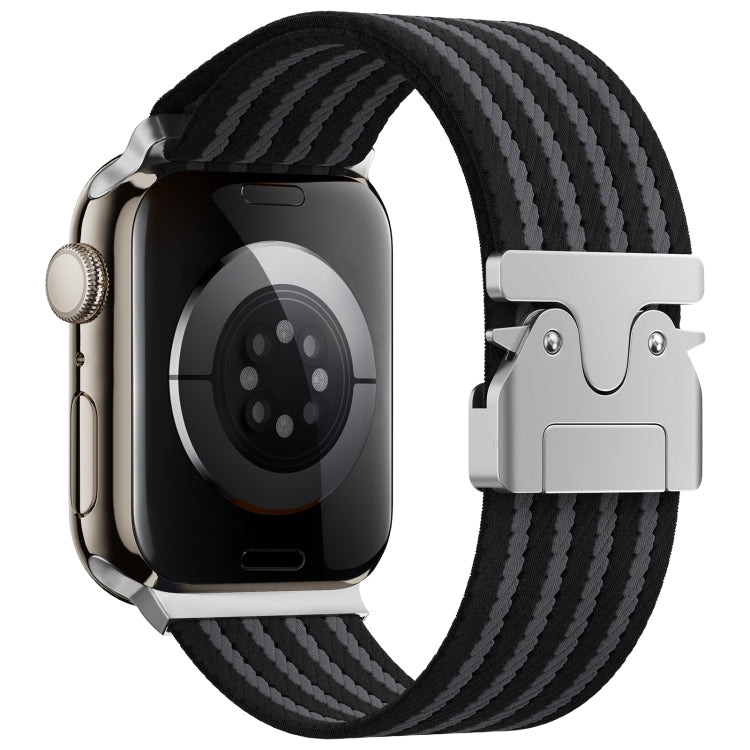 For Apple Watch 42mm / 41mm / 40mm / 38mm Parachute Buckle 4-Stripe Braided Nylon Watch Band(Black Grey) by bashfashion