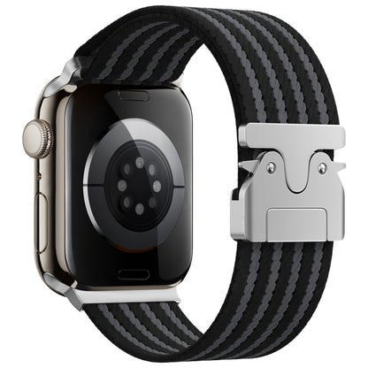 For Apple Watch 42mm / 41mm / 40mm / 38mm Parachute Buckle 4-Stripe Braided Nylon Watch Band(Black Grey) by bashfashion
