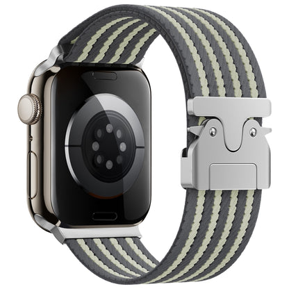 For Apple Watch 42mm / 41mm / 40mm / 38mm Parachute Buckle 4-Stripe Braided Nylon Watch Band(Grey Light Yellow) by bashfashion