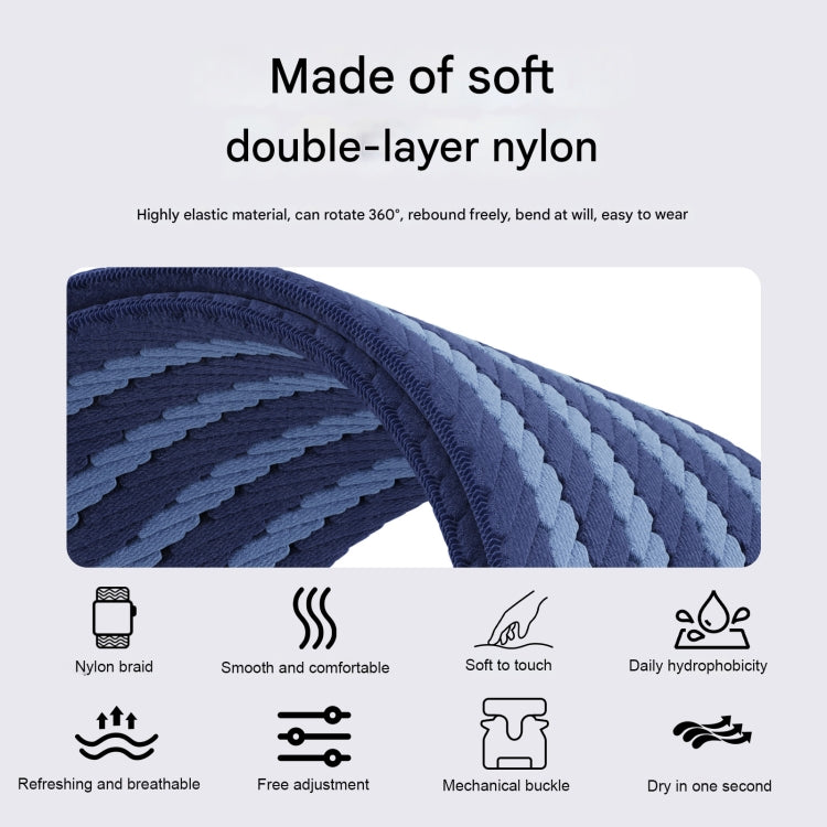 For Apple Watch 46mm / 49mm / 45mm / 44mm Parachute Buckle 4-Stripe Braided Nylon Watch Band(Full Blue) by bashfashion