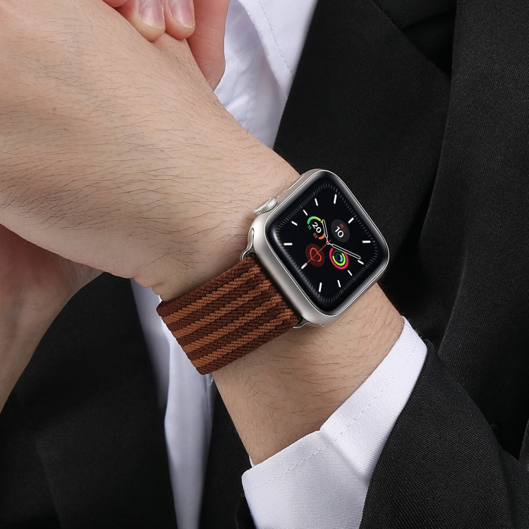 For Apple Watch 46mm / 49mm / 45mm / 44mm Parachute Buckle 4-Stripe Braided Nylon Watch Band(Green White) by bashfashion