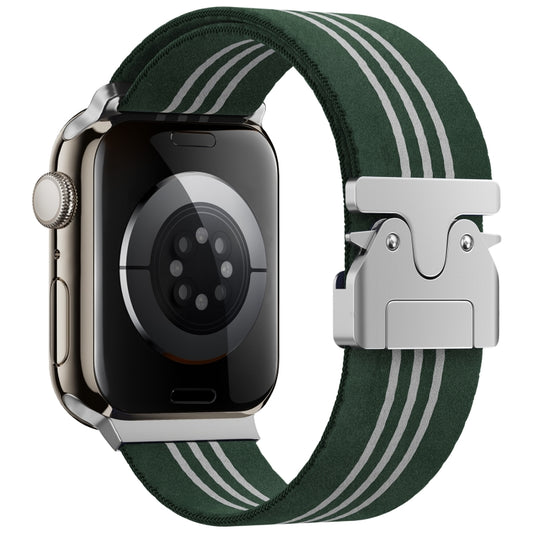 For Apple Watch 42mm / 41mm / 40mm / 38mm Parachute Buckle 3-Stripe Braided Nylon Watch Band(Green White) by bashfashion