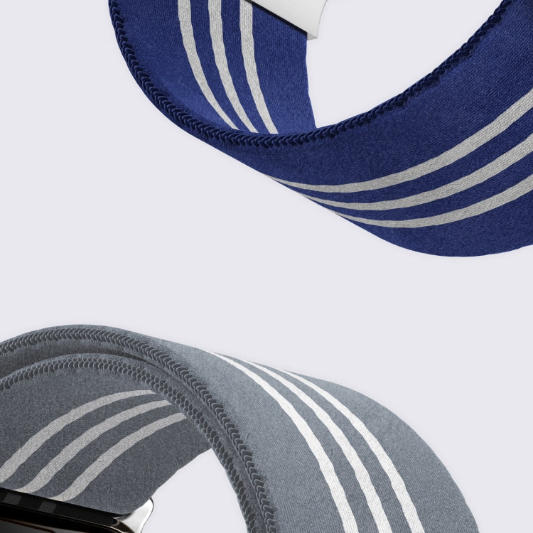 For Apple Watch 42mm / 41mm / 40mm / 38mm Parachute Buckle 3-Stripe Braided Nylon Watch Band(Grey White) by bashfashion